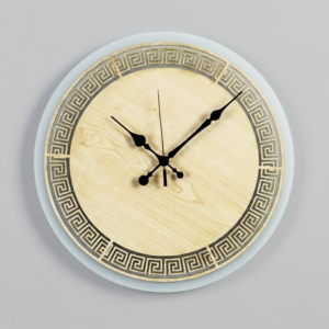 Loravien Binary Wall Clock | Hybrid Wood & Plexiglass Greek Key Edition