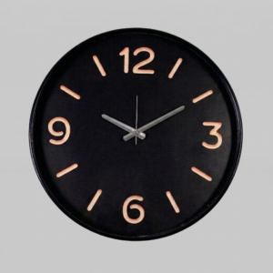 Dusk Twilight Edition Large Wall Clock by Loravien, 50cm Grand Statement size featuring a high-contrast black dial with glowing numeric details, a high-quality designer case, and protective glass cover with sleek silver minimalist hands.