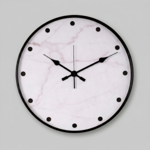 Loravien Stone Natural Rock Edition 50 cm large wall clock with a textured anthracite marble-effect dial and matte black hands behind protective glass.